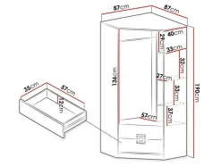 Armoire d'angle Tolfere 102, Nombre d'étagères: 3, 190x87x87cm