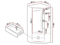 Armoire d'angle Tolfere 102, Nombre d'étagères: 3, 190x87x87cm