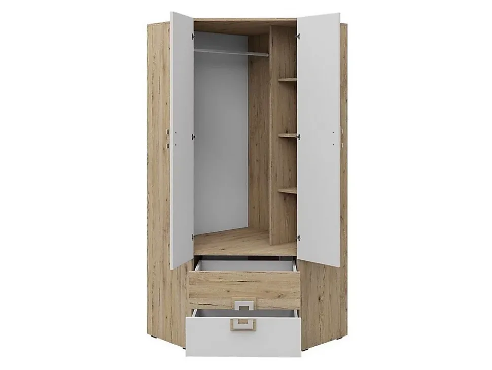Armoire d'angle Tolfere 102, Nombre d'étagères: 3, 190x87x87cm