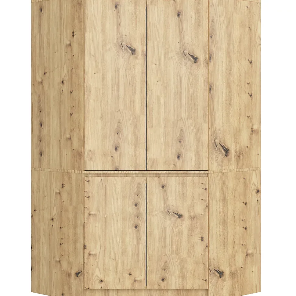 Armoire d'angle AKORD S100 Chêne Artisan 100 cm 4 portes façade Chêne Artisan 6 étagères 100x50x180 cm