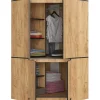 Armoire d'angle AKORD S100 Chêne Craft 100 cm 4 portes façade Chêne Craft 6 étagères 100x50x180 cm
