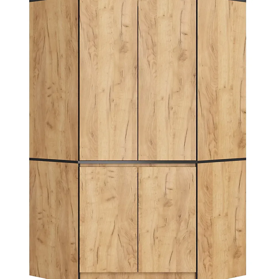 Armoire d'angle AKORD S100 Chêne Craft 100 cm 4 portes façade Chêne Craft 6 étagères 100x50x180 cm