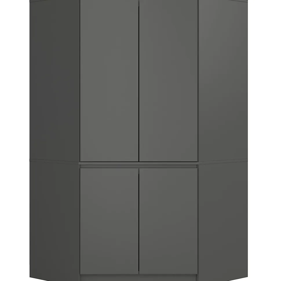 Armoire d'angle AKORD S100 Gris Graphite 100 cm 4 portes façade Gris Graphite 6 étagères 100x50x180 cm