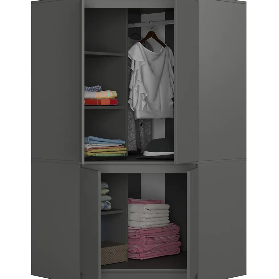 Armoire d'angle AKORD S100 Gris Graphite 100 cm 4 portes façade Gris Graphite 6 étagères 100x50x180 cm