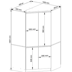 Armoire d'angle AKORD S100 Gris Graphite 100 cm 4 portes façade Gris Graphite 6 étagères 100x50x180 cm