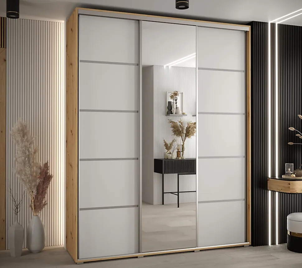 Armoire Davos 5 a portes coulissantes H. 235,2 x L. 200 x P. 45 3 portes