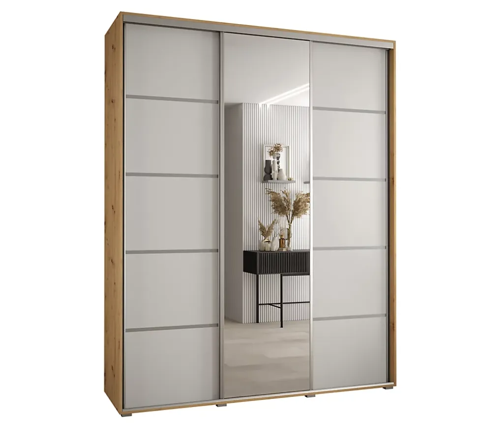 Armoire Davos 5 a portes coulissantes H. 235,2 x L. 200 x P. 45 3 portes