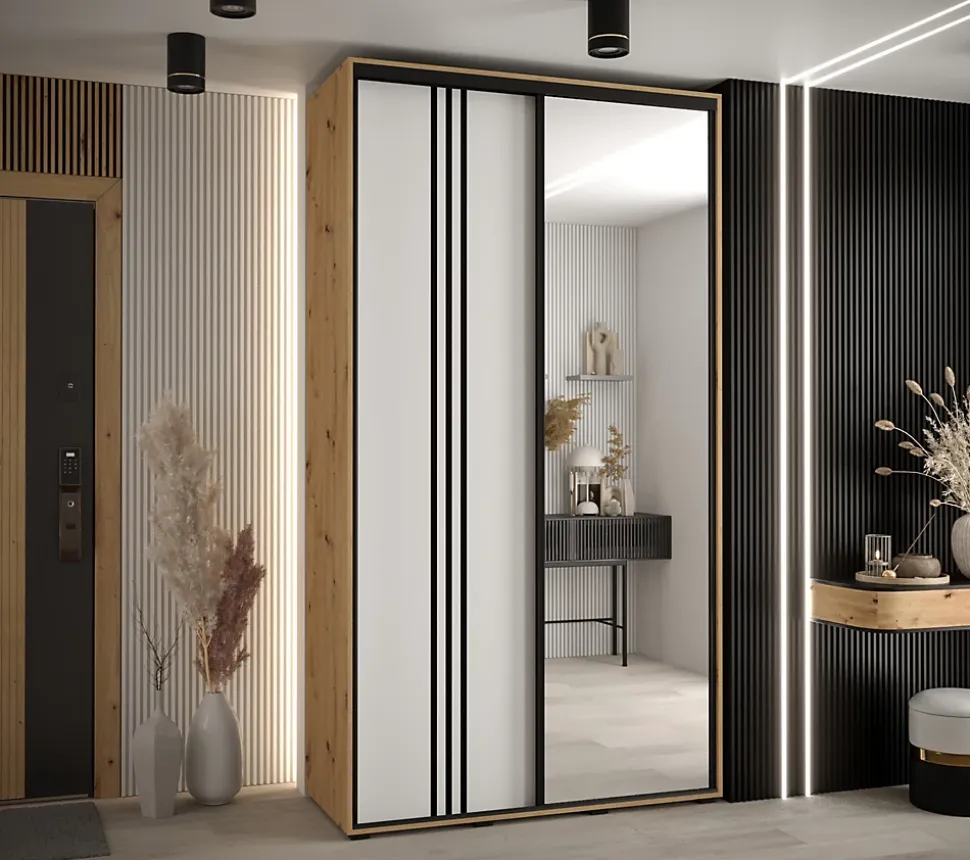 Armoire Davos 7 a portes coulissantes H. 235,2 x L. 130 x P. 60 2 portes