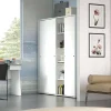 Armoire Dbuti, armoire avec 2 portes coulissantes et 4 Etageres, mobilier de chambre polyvalent moderne, 90x45h195 cm, Blanc