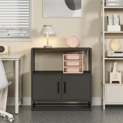 Armoire de bureau Hailuoto acier 82 x 80 x 40 cm noir en.casa