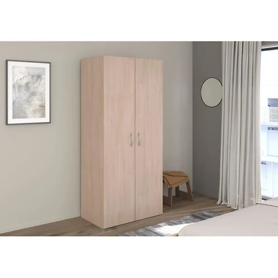 Armoire de chambre - EASY LIFE - Chene - 2 portes - 80,2 x 180 x 49,7 - PARISOT