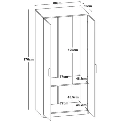 Armoire de chambre Eiselfing avec 1 compartiment 176 x 80 x 52 cm blanc en.casa