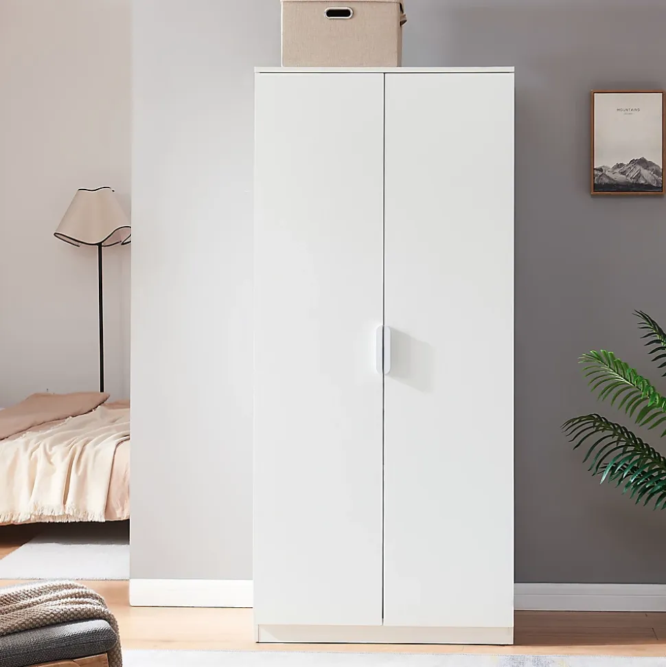 Armoire de chambre Eiselfing avec 1 compartiment 176 x 80 x 52 cm blanc en.casa