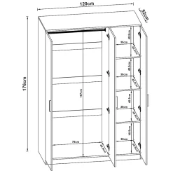 Armoire de chambre Eiselfing avec 4 étagères 176 x 120 x 52 cm blanc en.casa