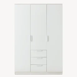 Armoire de chambre Eiselfing avec 4 étagères et 3 tiroirs 176 x 120 x 52 cm blanc en.casa