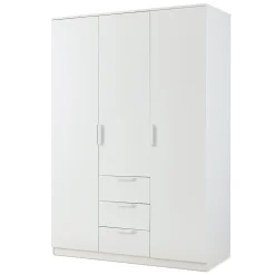 Armoire de chambre Eiselfing avec 4 étagères et 3 tiroirs 176 x 120 x 52 cm blanc en.casa