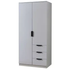 Armoire de chambre Eiselfing avec 4 étagères et 3 tiroirs 176 x 80 x 52 cm gris en.casa