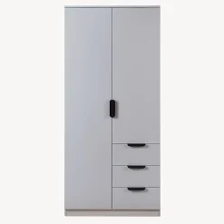 Armoire de chambre Eiselfing avec 4 étagères et 3 tiroirs 176 x 80 x 52 cm gris en.casa
