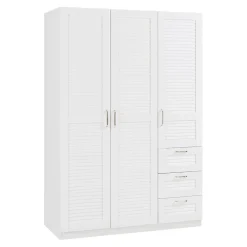 Armoire de chambre Finning 4 étagères 3 tiroirs MDF 176 x 120 x 52 cm blanc en.casa