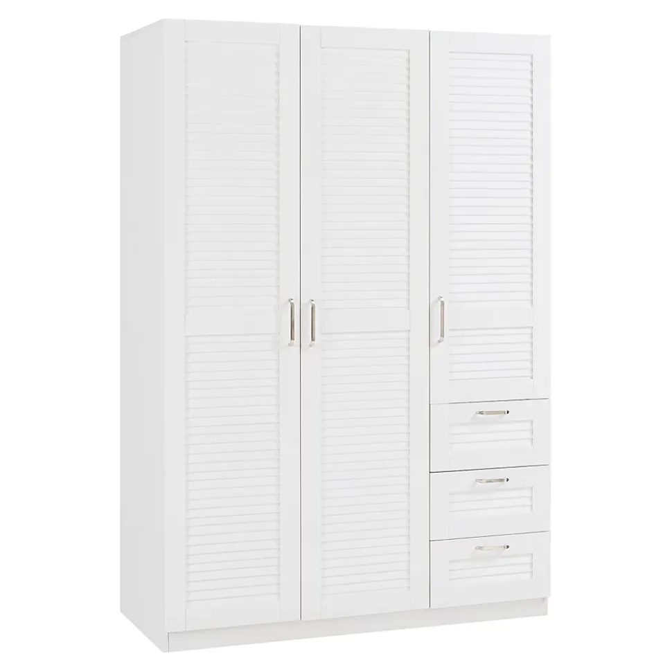 Armoire de chambre Finning 4 étagères 3 tiroirs MDF 176 x 120 x 52 cm blanc en.casa