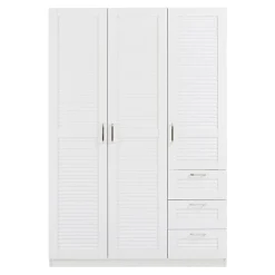Armoire de chambre Finning 4 étagères 3 tiroirs MDF 176 x 120 x 52 cm blanc en.casa
