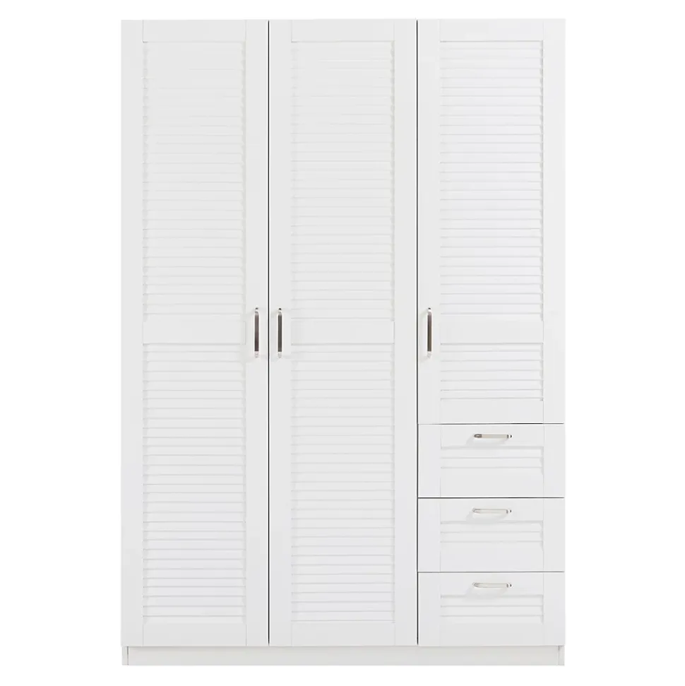 Armoire de chambre Finning 4 étagères 3 tiroirs MDF 176 x 120 x 52 cm blanc en.casa