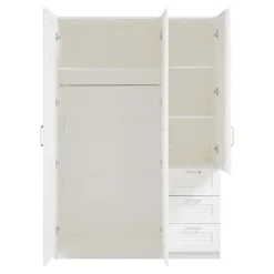 Armoire de chambre Finning 4 étagères 3 tiroirs MDF 176 x 120 x 52 cm blanc en.casa