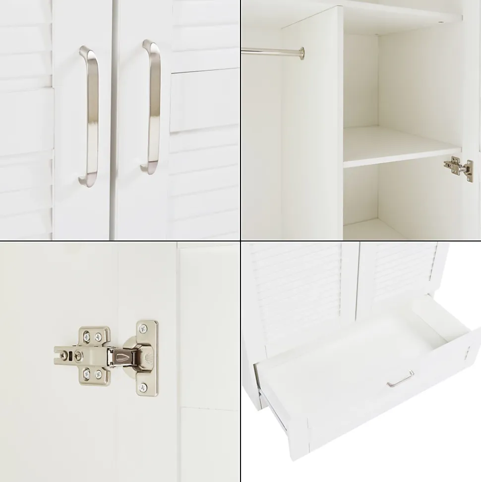 Armoire de chambre Finning 4 étagères 1 tiroir MDF 176 x 80 x 52 cm blanc en.casa