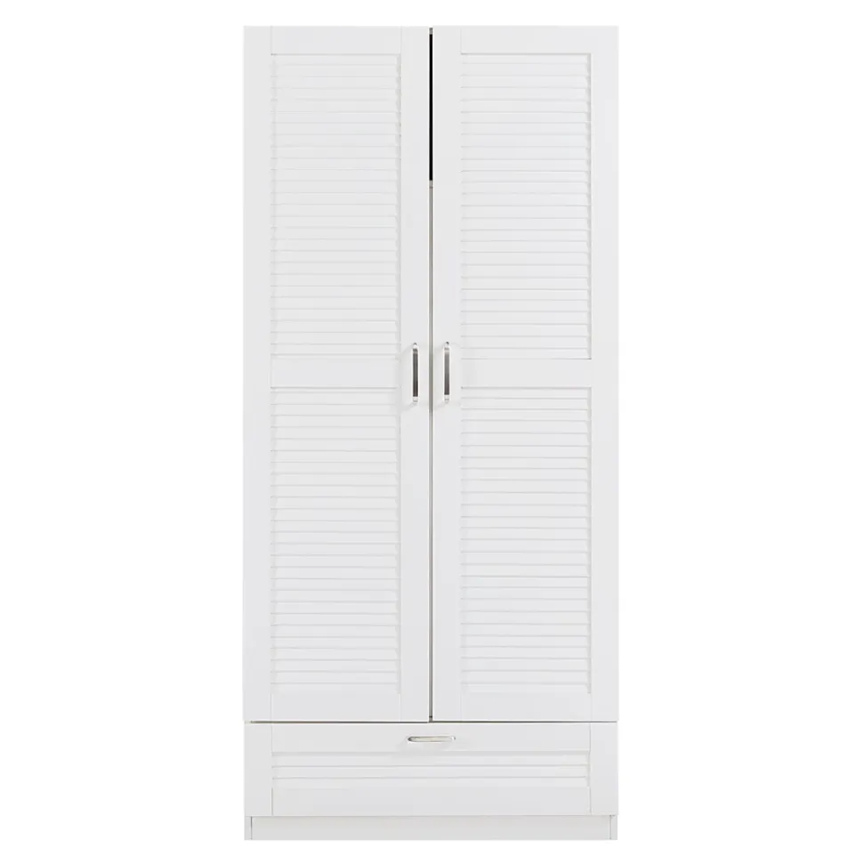 Armoire de chambre Finning 4 étagères 1 tiroir MDF 176 x 80 x 52 cm blanc en.casa