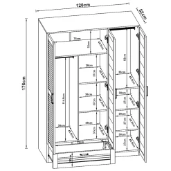 Armoire de chambre Finning 7 étagères 1 tiroirs MDF 176 x 120 x 52 cm blanc en.casa