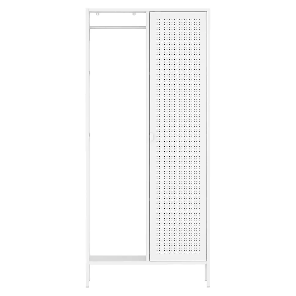 Armoire de chambre Puumala avec 4 étagères acier 180 x 80 x 45 cm blanc en.casa