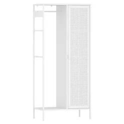 Armoire de chambre Puumala avec 4 étagères acier 180 x 80 x 45 cm blanc en.casa