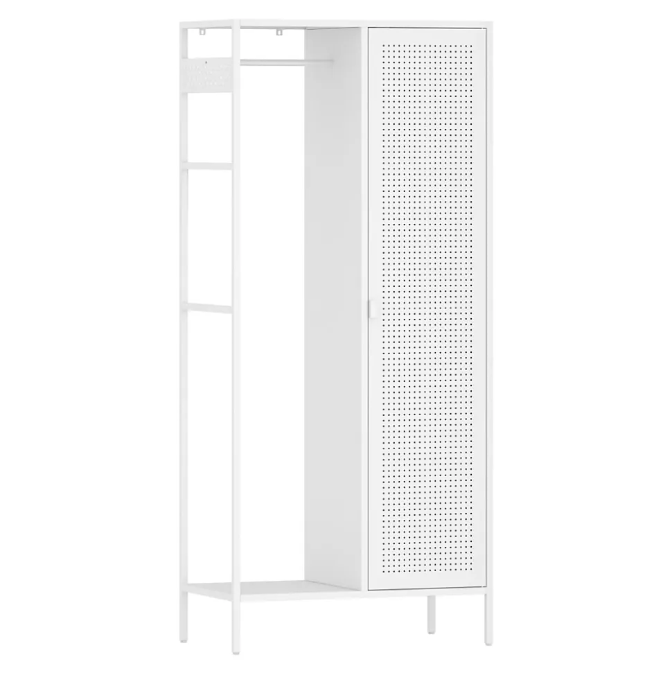 Armoire de chambre Puumala avec 4 étagères acier 180 x 80 x 45 cm blanc en.casa