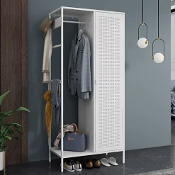 Armoire de chambre Puumala avec 4 étagères acier 180 x 80 x 45 cm blanc en.casa