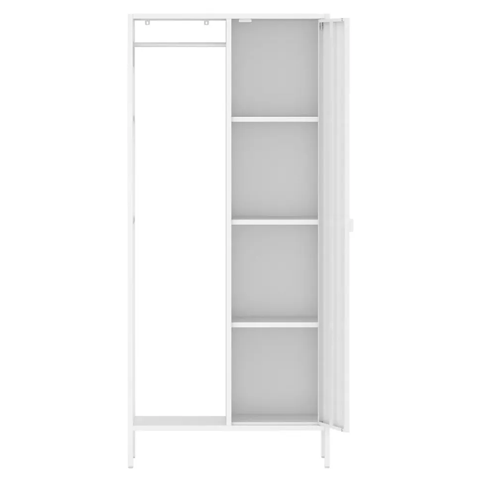Armoire de chambre Puumala avec 4 étagères acier 180 x 80 x 45 cm blanc en.casa