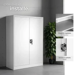 Armoire de classement en métal 3 étagères réglables en hauteur gris