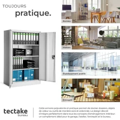 Armoire de classement en métal 3 étagères réglables en hauteur gris