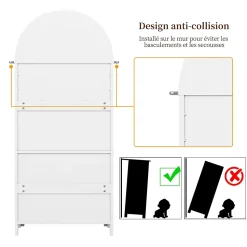 Armoire de Rangement - Buffet Haut 3 Tiroirs et 2 Portes, Étagère Ouverte, pour Cuisine et Salon, Blanc