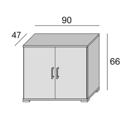 Armoire De Rangement À Double Porte En Chêne L.90Cm