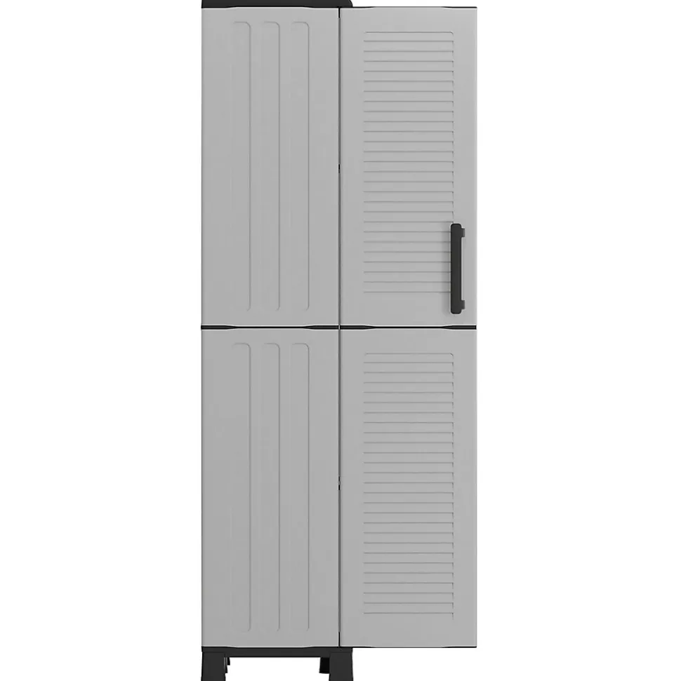 Armoire de rangement 2 portes 4 Etagères Grise 68 x 37 x H169 cm 4 pieds INTEC