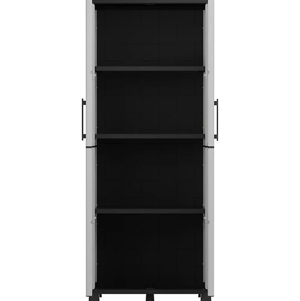 Armoire de rangement 2 portes 4 Etagères Grise 68 x 37 x H169 cm 4 pieds INTEC