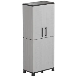 Armoire de rangement 2 portes 4 Etagères Grise 68 x 37 x H169 cm 4 pieds INTEC