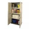 Armoire de rangement 2 portes 3 Etagères Beige 70 x 39 x 165cm Meuble de Garage Atelier Buanderie ARTPLAST