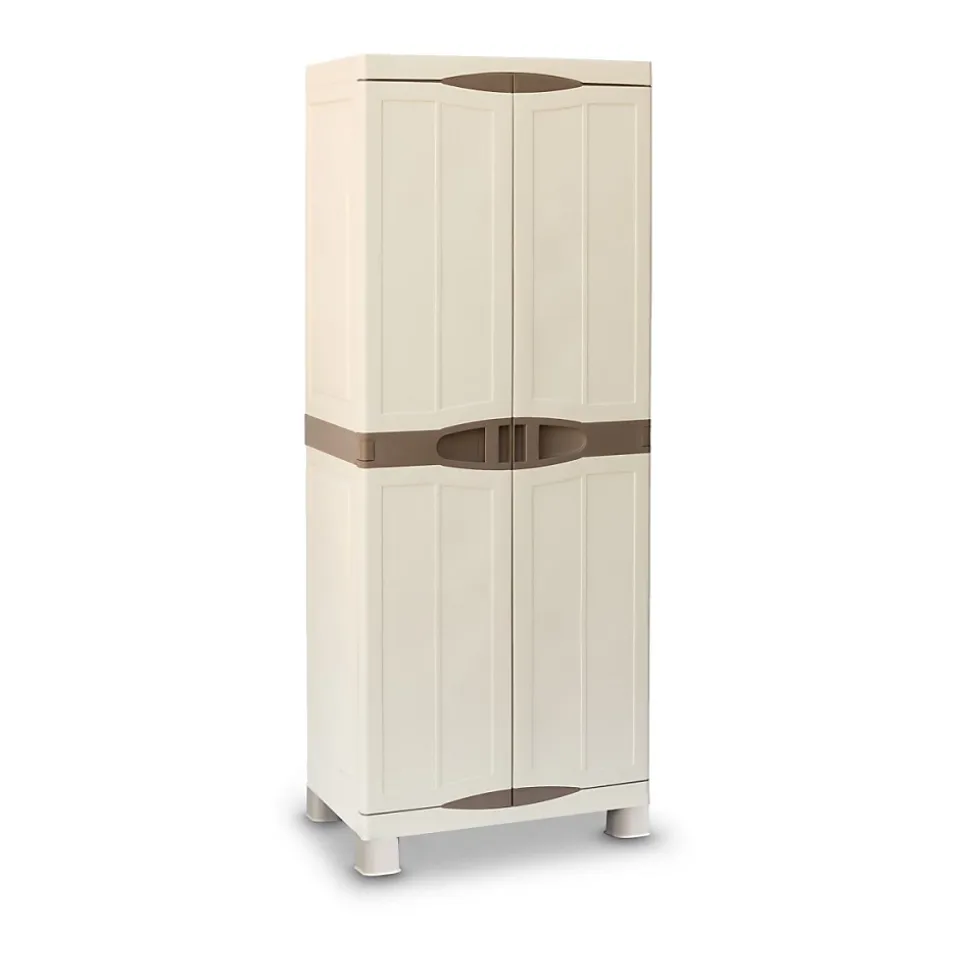 Armoire de rangement 2 portes 4 Etagères 70 x 47 x 184cm 4 pieds Charge 100kg max INTEC