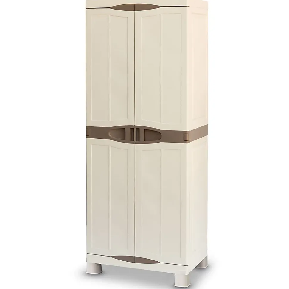 Armoire de rangement 2 portes 4 Etagères 70 x 47 x 184cm 4 pieds Charge 100kg max INTEC