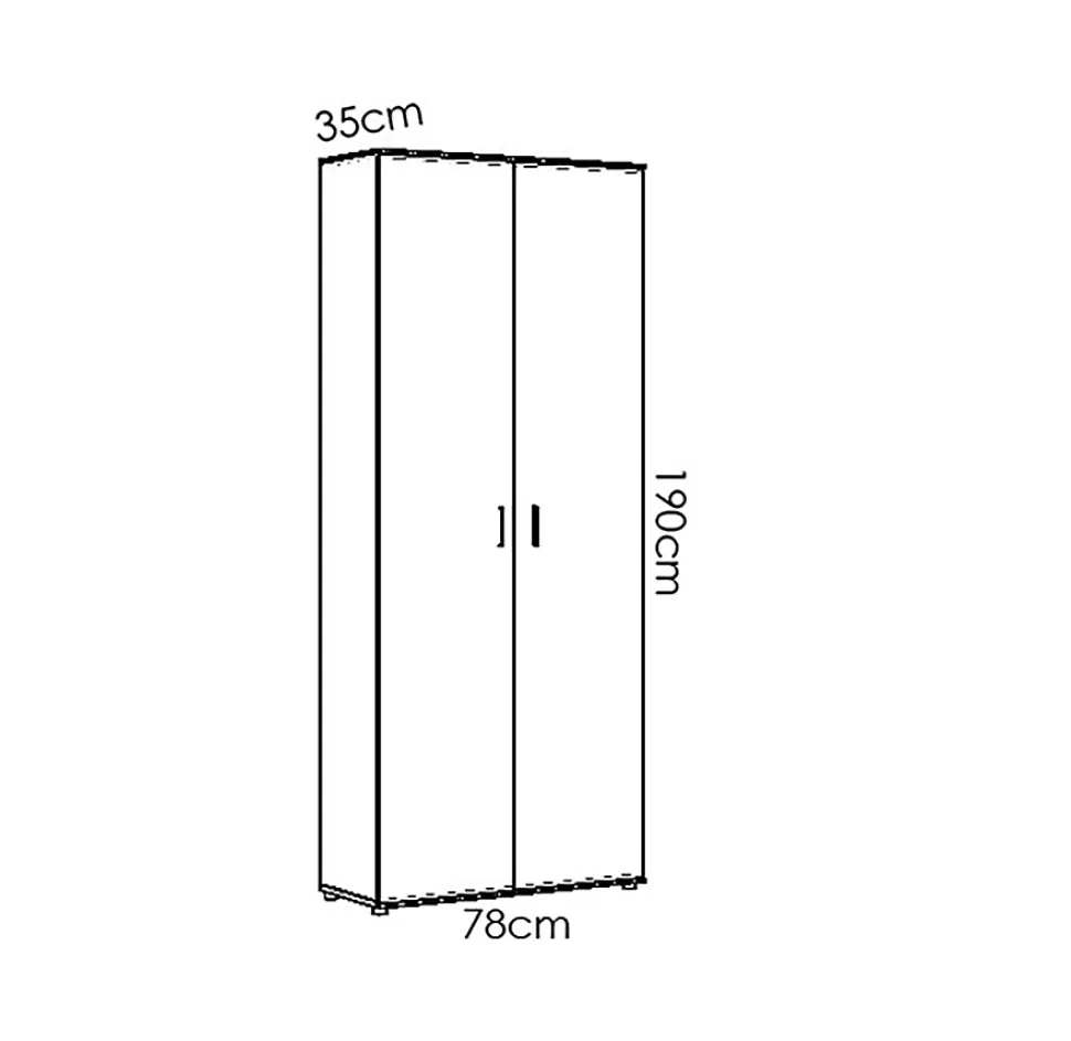 Armoire de rangement 2 portes coloris blanc - Longueur 78 x Profondeur 35 x Hauteur 190 cm