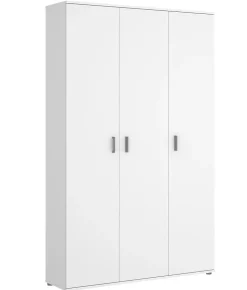 Armoire de rangement 3 portes coloris blanc - Longueur 116 x Profondeur 35 x Hauteur 190 cm
