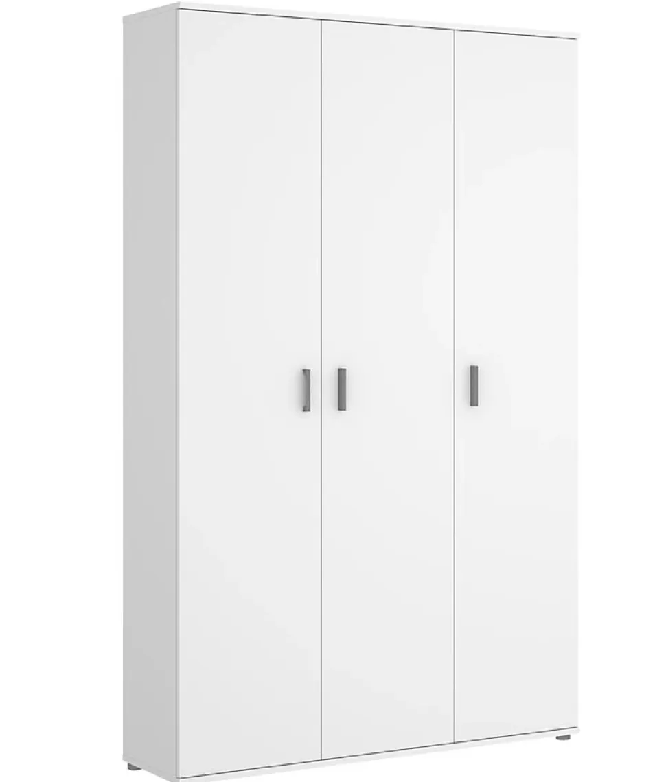 Armoire de rangement 3 portes coloris blanc - Longueur 116 x Profondeur 35 x Hauteur 190 cm