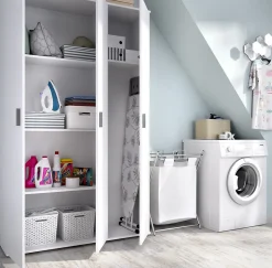 Armoire de rangement 3 portes coloris blanc - Longueur 116 x Profondeur 35 x Hauteur 190 cm