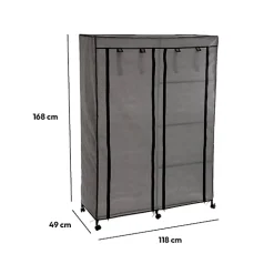 Armoire de rangement 4 étagères et 1 penderie gris en tissu